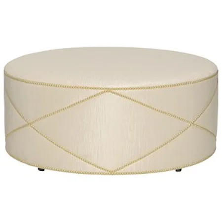 Round Cocktail Ottoman with Nailhead Trim